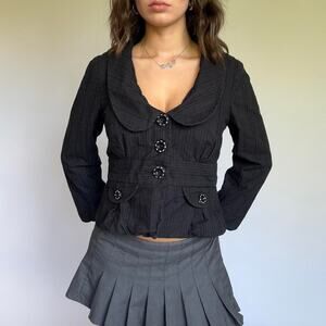 Black Pinstripe Blazer by Liquid